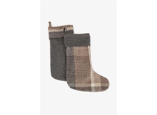 Julestrømpe beige ull beige/rutet assortert 