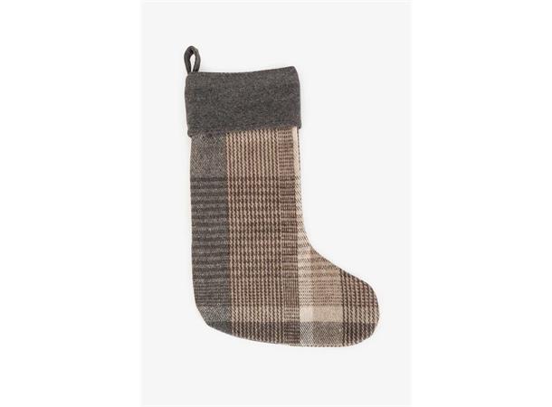 Julestrømpe beige ull beige/rutet assortert 