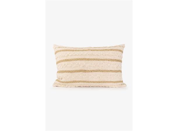 Putetrekk Jute bomull offwhite med beige dekorbånd 40x60 