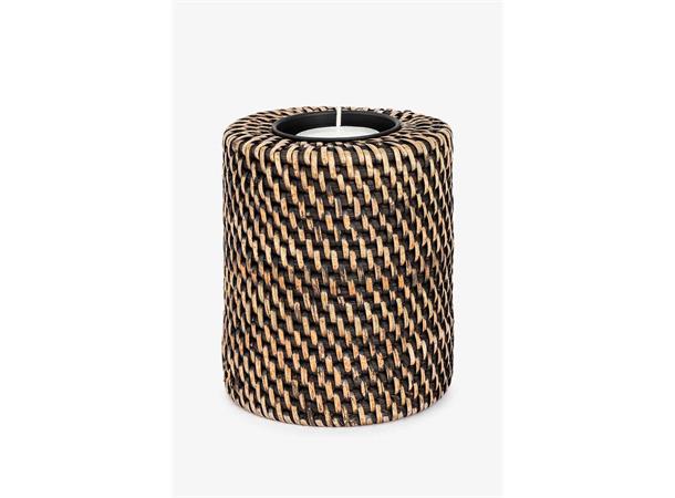 Rattan Minico telys holder høy Rund telysholder  H12cm B10cm 
