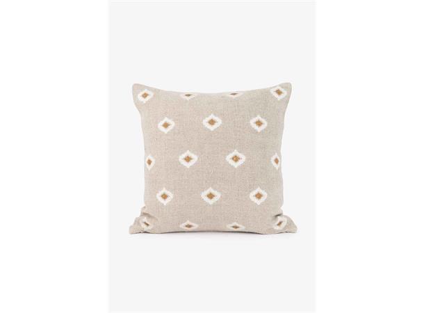 Putetrekk Gargano i lin Beige med broderte gule firkanter 
