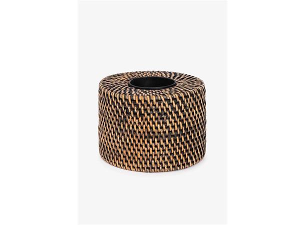 Rattan Minico telys holder lav Rund telysholder H9cm B13cm 