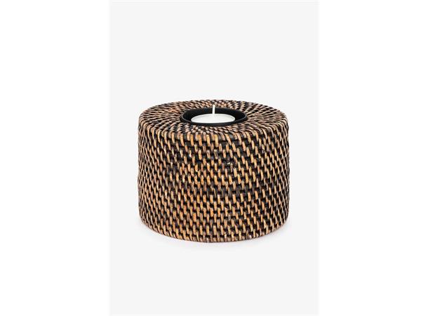 Rattan Minico telys holder lav Rund telysholder H9cm B13cm 