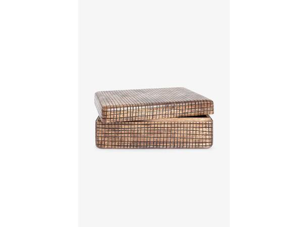 Treboks Leuven 30 med rutemønster mørk trefarget 30X22X11 cm 