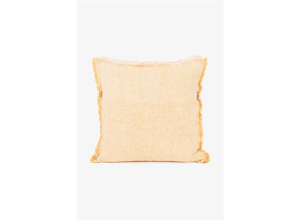 Putetrekk Limone lin med kant Gulmelert med kant 48x48 cm 
