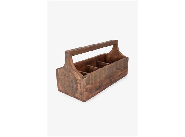 Trekasse Rovere med  4  rom og hank Brun L46cm B20cm H24cm 