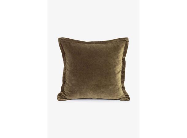 Putetrekk Nivelles 50 i velour m/flat kant mørk mosegrønn 50x50 