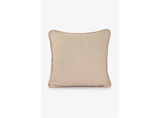Putetrekk fiskeben ull beige med velvet kant 50x50 