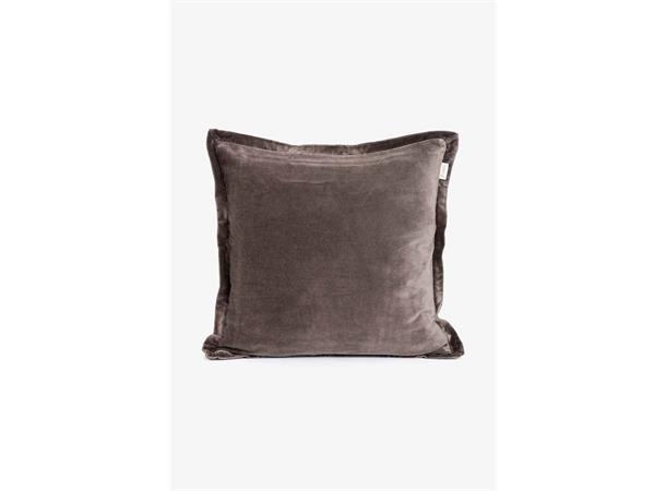 Putetrekk fløyel bomull Mørk brun med flat kant 50x50cm 
