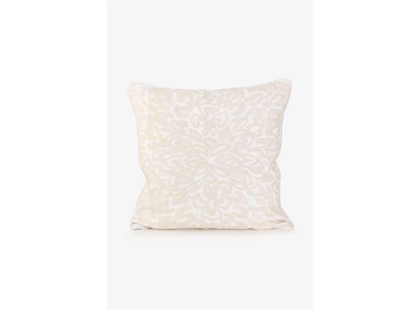 Putetrekk Hvit dekor bomull hvit med offwhite dekor 50x50 