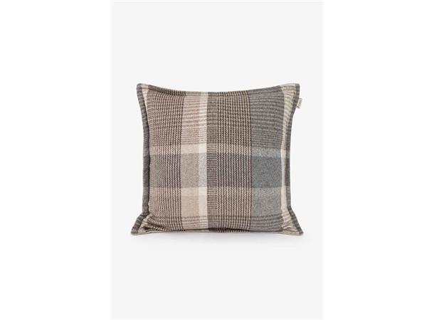 Putetrekk glencheck ull Beige og grå 50x50cm 