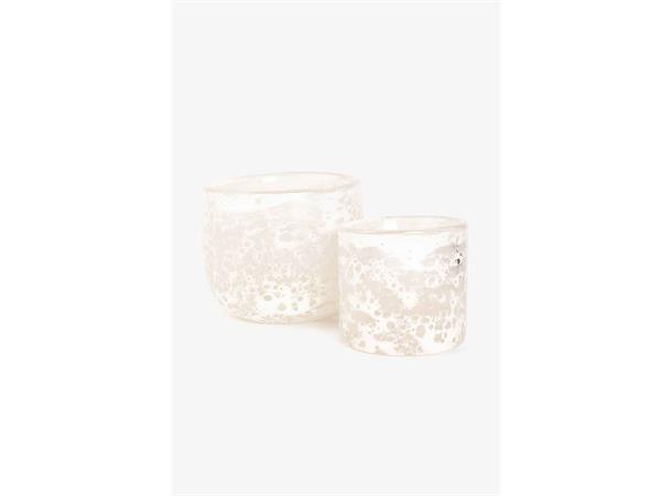Telysholder/vase glass, Hvit boble 