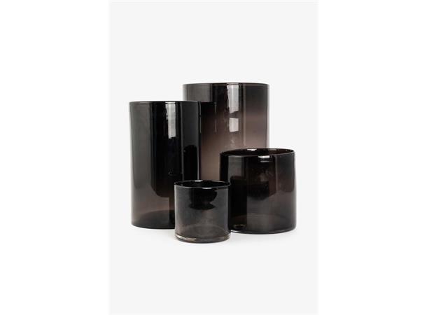 Telysholder/vase glass, svart 
