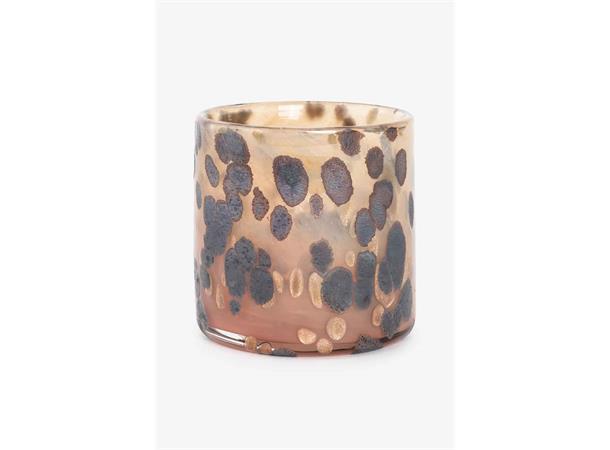 Telysholder brun leopard Brunt leopard glass til telys 10x10 cm 