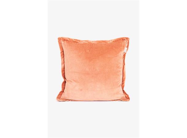 Putetrekk fløyel bomull Warm blush med flat  kant, 50x50 cm 