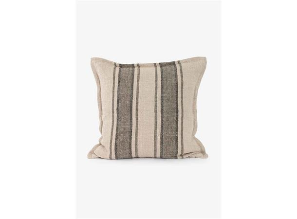 Putetrekk grov lin med stripe Natur grov lin med grønn stripe 50x50 